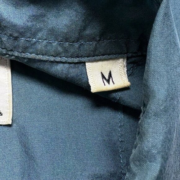 100% SILK Shirt Men Size M Green City Streets Button Down Short Sleeve 9-17 - Picture 6 of 13